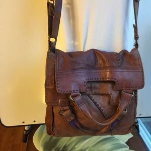 LUCKY BRAND ITALIAN LEATHER FOLD OVER BAG